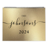 Champagne Gold Modern Script Naam Foto Kalender (Hoes)
