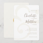 Champagne Gold Monogram Elegante Huwelijksuitnodig Kaart (Voorkant / Achterkant)