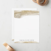 Champagne Gold mousserende penseelbriefkaart Notitiekaartje (Voorkant / Achterkant in situ)