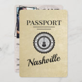 Champagne Gold Nashville Passport Bewaar de datum Save The Date (Voorkant / Achterkant)