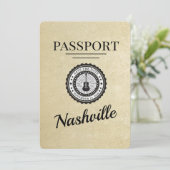 Champagne Gold Nashville Passport Bewaar de datum Save The Date (Staand voorkant)