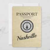 Champagne Gold Nashville Passport Bewaar de datum Save The Date (Voorkant)