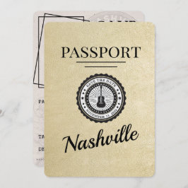 Champagne Gold Nashville Passport Bewaar de datum Save The Date