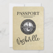Champagne Gold Nashville Passport Wedding Kaart (Achterkant)