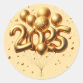 Champagne Gold Nieuwjaar Ronde Sticker (Voorkant)