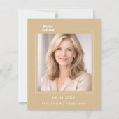 Champagne gold photo birthday invitation (Voorkant)