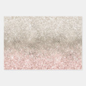 Champagne Gold Pink White Glitzy Glitter Inpakpapier Vel (Voorkant)
