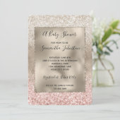 Champagne Gold Pink White Glitzy Glitter Kaart (Staand voorkant)