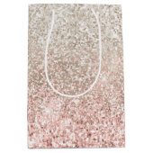 Champagne Gold Pink White Glitzy Glitter Medium Cadeauzakje (Voorkant)
