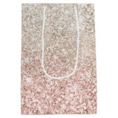 Champagne Gold Pink White Glitzy Glitter Medium Cadeauzakje (Achterkant)