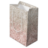 Champagne Gold Pink White Glitzy Glitter Medium Cadeauzakje (Achterkant Gekanteld)