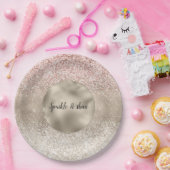 Champagne Gold Pink White Glitzy Glitter Papieren Bordje (Feest)