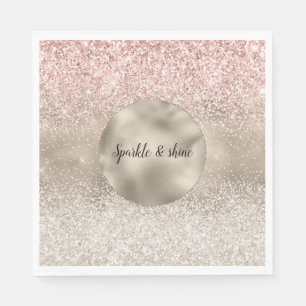 Champagne Gold Pink White Glitzy Glitter Servet