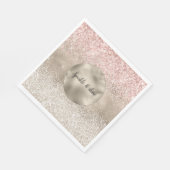 Champagne Gold Pink White Glitzy Glitter Servet (Hoek)