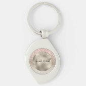 Champagne Gold Pink White Glitzy Glitter Sleutelhanger (Voorkant)