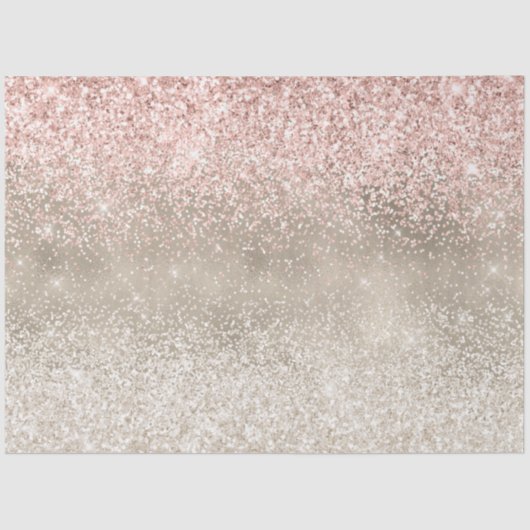 Champagne Gold Pink White Glitzy Glitter Tissuepapier (Voorkant)