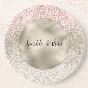 Champagne Gold Pink White Glitzy Glitter Zandsteen Onderzetter