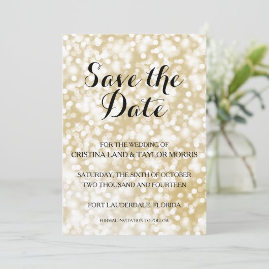 Champagne Gold Save the Date (Staand voorkant)