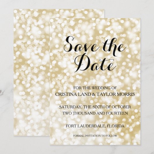 Champagne Gold Save the Date (Voorkant / Achterkant)