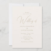 Champagne & Gold Script Huwelijksuitnodiging Kaart (Voorkant)