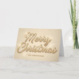 Champagne Gold Script Merry Christmas Card Feestdagen Kaart