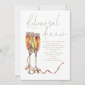Champagne Gold Script Wedding Rehearsal Dinner Kaart (Voorkant)