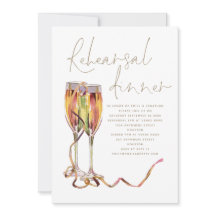 Champagne Gold Script Wedding Rehearsal Dinner