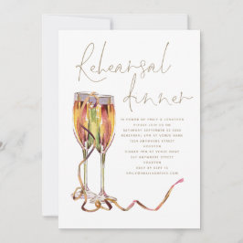 Champagne Gold Script Wedding Rehearsal Dinner Kaart