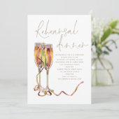 Champagne Gold Script Wedding Rehearsal Dinner Kaart (Staand voorkant)