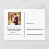 Champagne Gold Script Weduwfoto Hartelijk dank Briefkaart (Achterkant)