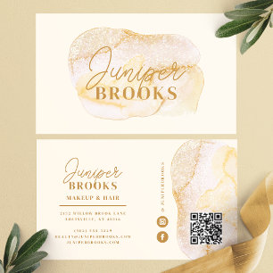 Champagne Gold Social Media QR Code Glitter Visitekaartje