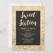 Champagne Gold sparkles Sweet 16 elegant script Kaart (Voorkant)