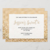 Champagne Gold sparkles Sweet 16 elegant script Kaart (Voorkant / Achterkant)