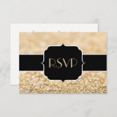 Champagne Gold sparkles Sweet 16 RSVP horizontaal (Voorkant / Achterkant)
