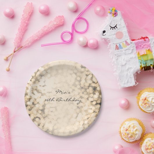 Champagne Gold Sparkling Glam Party Borden Papieren Bordje (Feest)