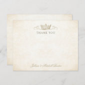 Champagne Gold Sprookjesachtige kroon Bedankkaart (Voorkant / Achterkant)