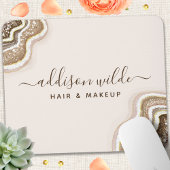 Champagne Gold Tan Brown Glitter Agate Geode Muismat