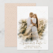 Champagne Gold Wedding Photo Save Our Date Kaart (Voorkant / Achterkant)