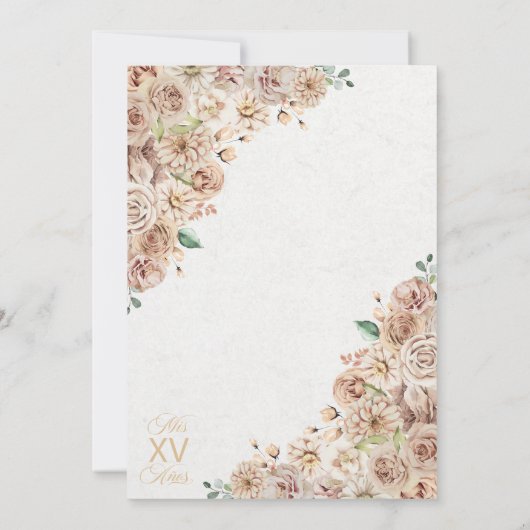 Champagne Gold Western Charro Quinceanera Kaart (Achterkant)