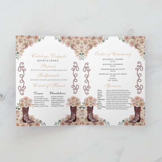 Champagne Gold Western Charro Quinceañera Programm (Binnen)
