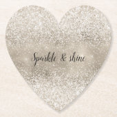 Champagne Gold White Glitzy Glitter Kartonnen Onderzetters (Voorkant)