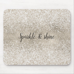 Champagne Gold White Glitzy Glitter Muismat