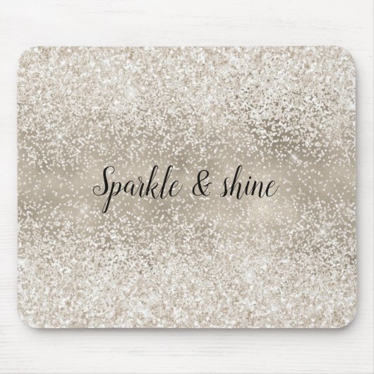 Champagne Gold White Glitzy Glitter Muismat (Voorkant)