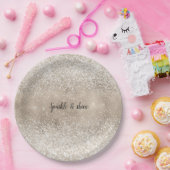 Champagne Gold White Glitzy Glitter Papieren Bordje (Feest)