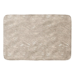 Champagne Gold White Glitzy Glitter Zebra Print Badmat
