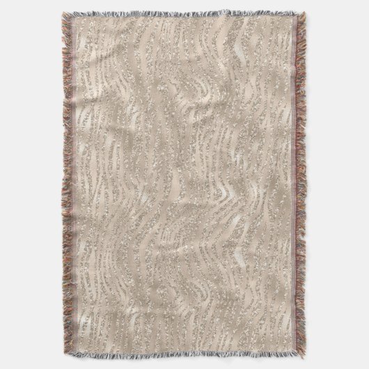 Champagne Gold White Glitzy Glitter Zebra Print Deken (Voorkant Verticaal)