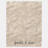 Champagne Gold White Glitzy Glitter Zebra Print Fleece Deken (Voorkant)