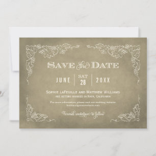 Champagne Gold  wijnbouw Rustic Wedding Save The Date