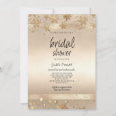 Champagne Golden Snowflakes Luxury Bridal Shower Kaart (Voorkant)