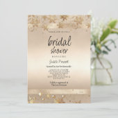 Champagne Golden Snowflakes Luxury Bridal Shower Kaart (Staand voorkant)